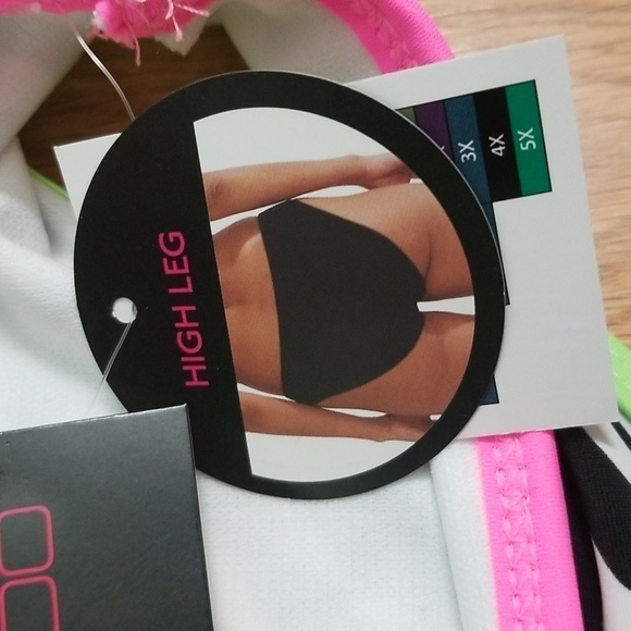 NO Boundaries Swim Bikini Set Top Bottoms Neon Zebra Print Abstract NEW - Picture 9 of 10